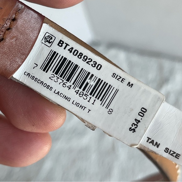 Fossil Women’s Size Medium Tan Leather Belt with Stitching - Picture 7 of 8